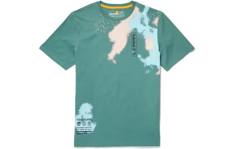 Timberland T Shirts Men's Green Crew Neck Moderate Straight Fit