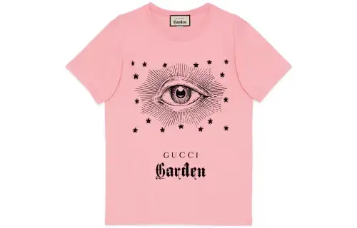 GUCCI T Shirts Men's Pink Crew Neck Moderate Straight Fit