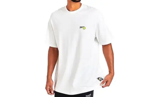 Reebok X SMILEY T Shirts Unisex White Crew Neck Moderate Straight Fit