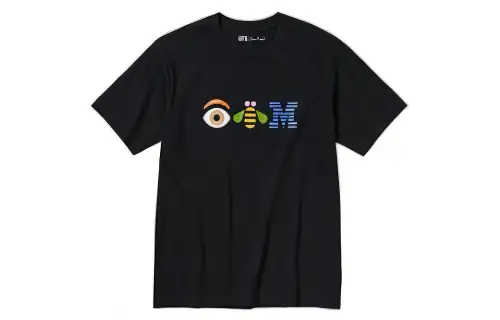 UNIQLO T Shirts Unisex Black Crew Neck Moderate Straight Fit