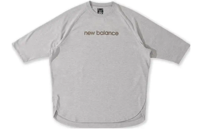 New Balance Raglan T Simple T Shirts Unisex Gray Crew Neck Moderate Straight Fit