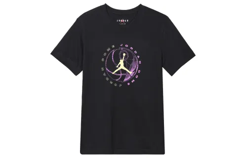 Jordan T Shirts Men's Black Crew Neck Moderate Straight Fit
