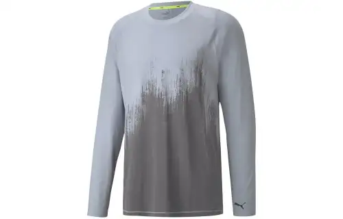 PUMA T Shirts Men's Blue Gray Crew Neck Moderate Straight Fit