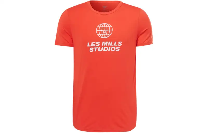 Reebok T Shirts Men's Red Crew Neck Moderate Straight Fit