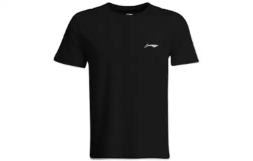 Li Ning T Shirts Men's Black Crew Neck Moderate Straight Fit
