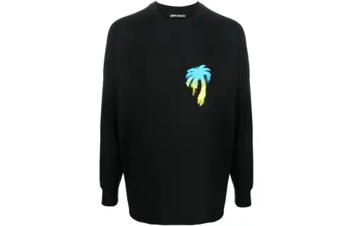 PALM ANGELS Sprayed Palm Logo Over Longsleeve T shirt