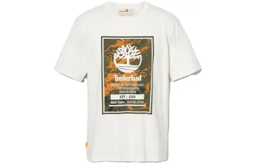 Timberland T Shirts Unisex Vintage White Crew Neck Moderate Straight Fit