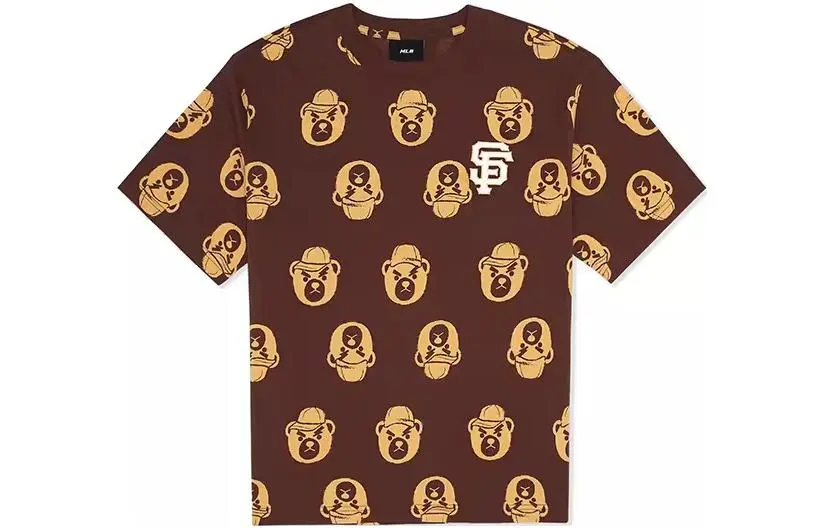 MLB T-Shirts Unisex Brown Crew Neck Moderate Straight Fit