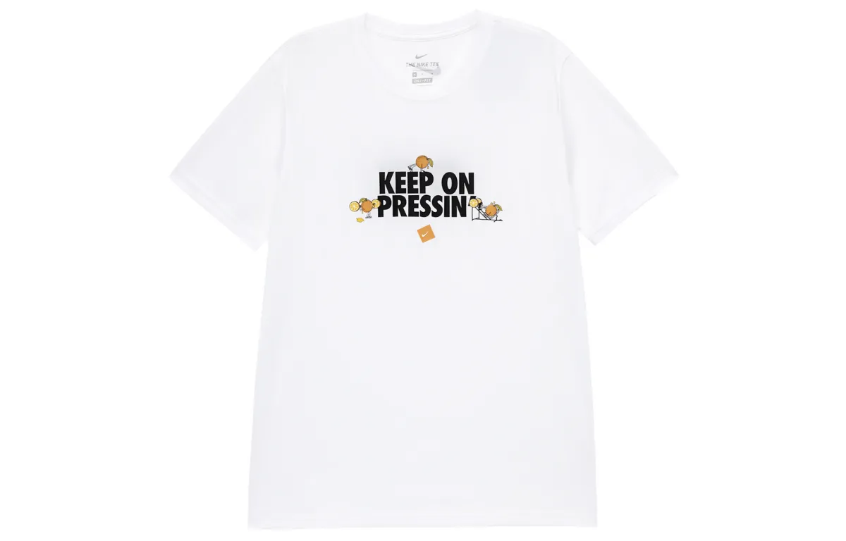 Nike T-Shirts Men's White Crew Neck Moderate Straight Fit