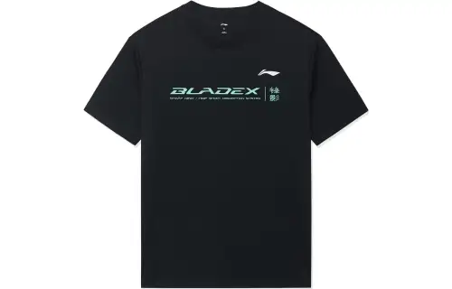 Li Ning Badminton Collection T Shirts Men's Black Crew Neck Moderate Straight Fit
