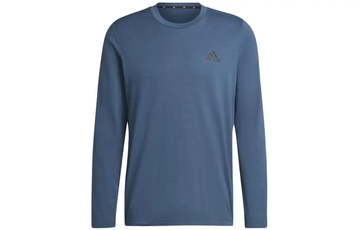 Adidas T-Shirts Men's Marine Blue Crew Neck Moderate Straight Fit