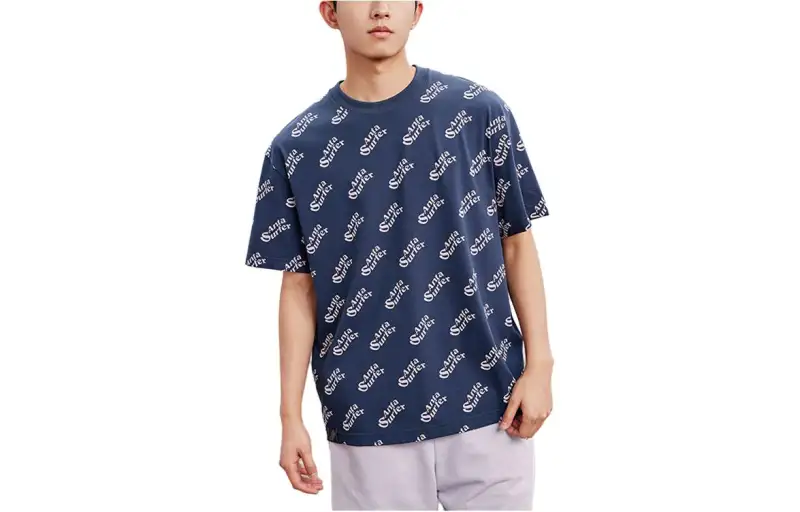 ANTA T Shirts Men's Canopy Blue Crew Neck Moderate Straight Fit