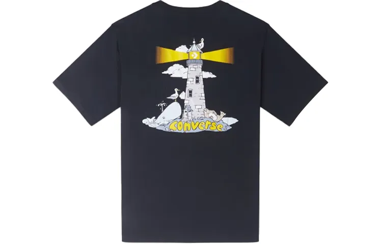 Converse T-Shirts Men's Black Crew Neck Moderate Straight Fit