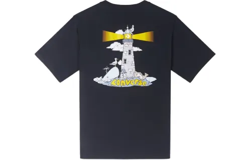 Converse T Shirts Men's Black Crew Neck Moderate Straight Fit