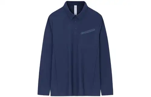 ANTA Champion All Weather Collection T Shirts Men's Deep Navy Blue Stand Collar Moderate Straight Fit