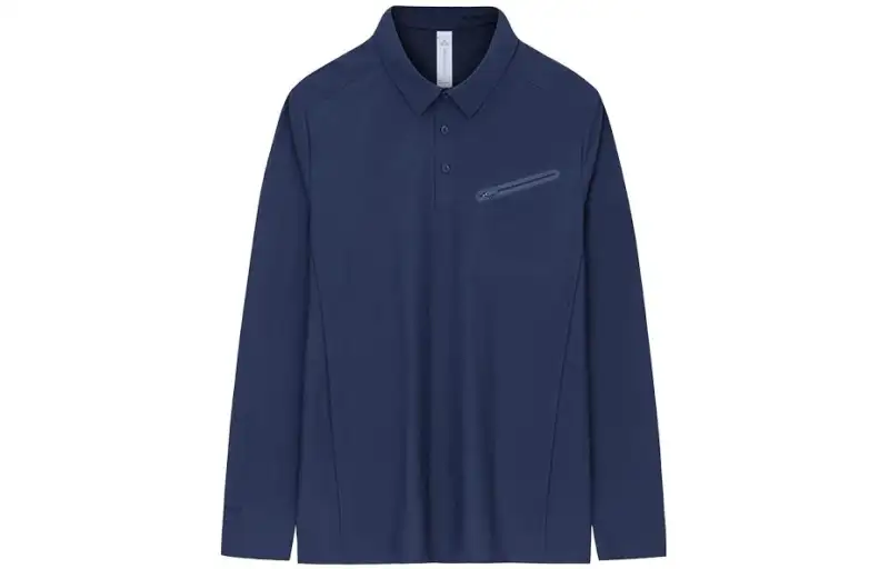ANTA Champion All Weather Collection T Shirts Men's Deep Navy Blue Stand Collar Moderate Straight Fit