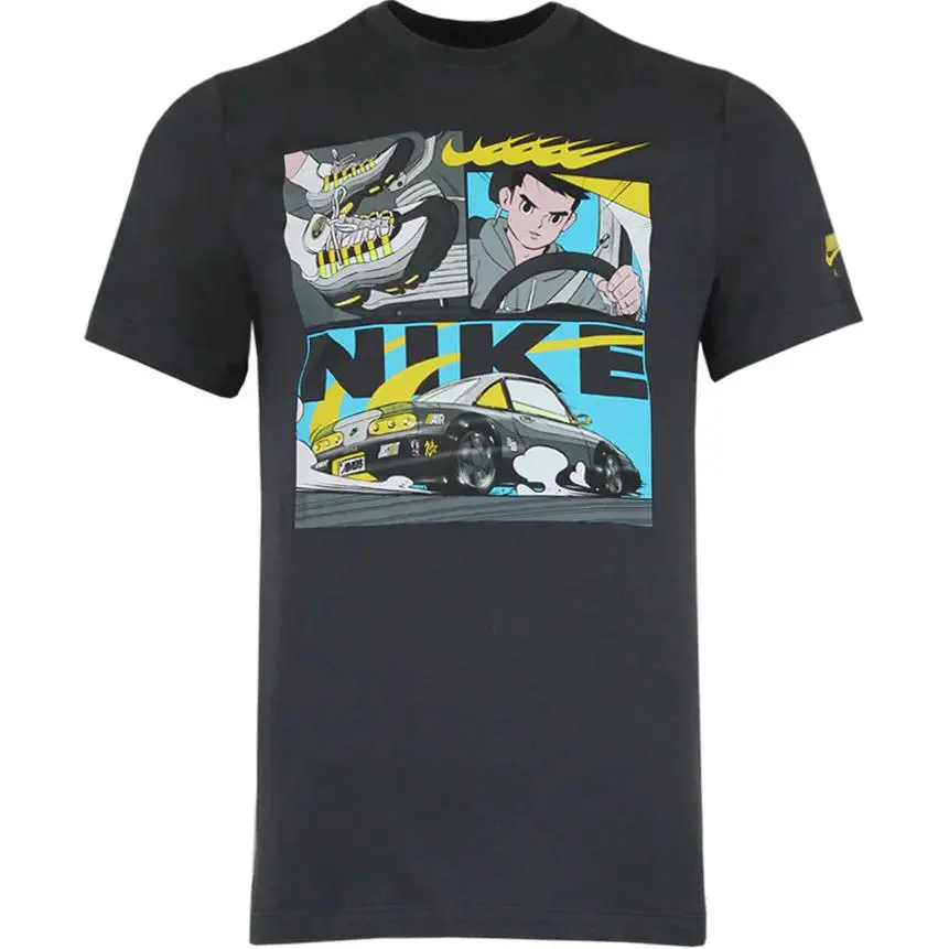 Nike T-Shirts Men's Black Crew Neck Moderate Straight Fit