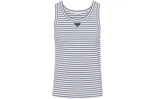 PRADA Triangle-logo Striped Tank Top