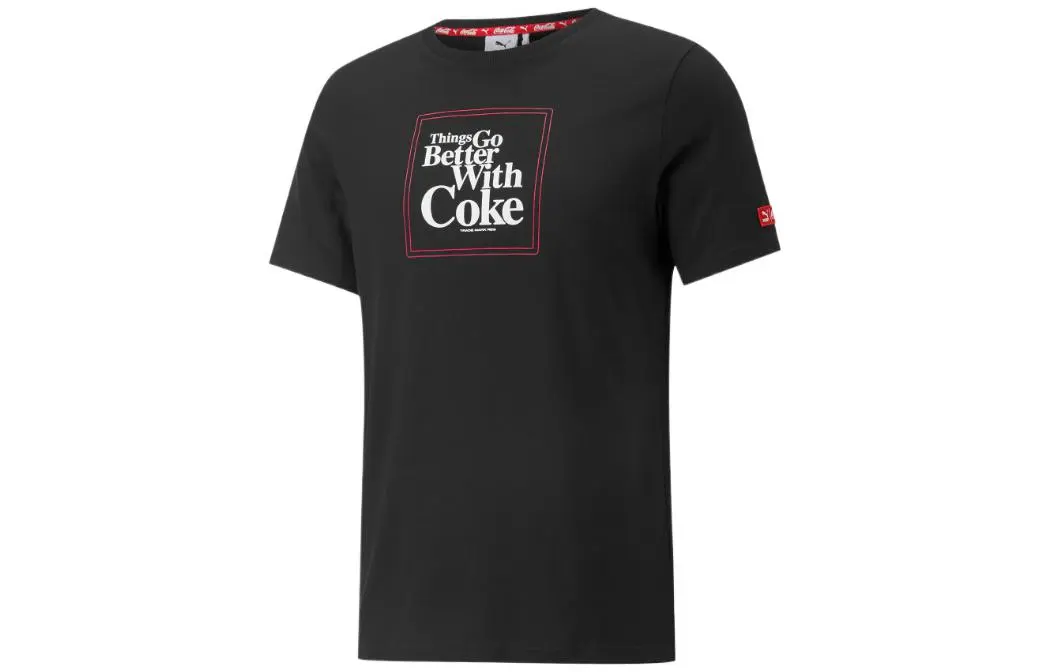 PUMA X Coca-Cola Puma X Coca-Cola T-Shirts Men's Black Crew Neck Moderate Straight Fit