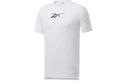 Reebok T Shirts Men's White Crew Neck Moderate Straight Fit
