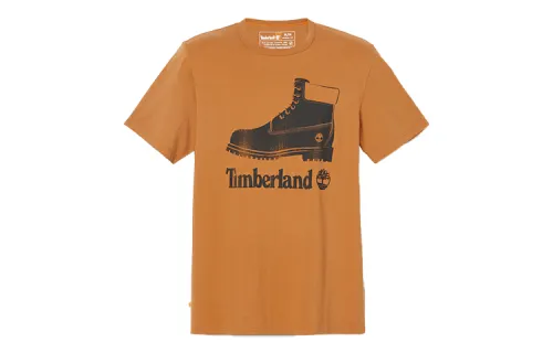 Timberland T Shirts Men's Earth Yellow Crew Neck Moderate Straight Fit