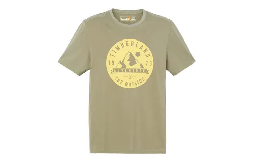 Timberland T Shirts Men's Green Crew Neck Moderate Straight Fit