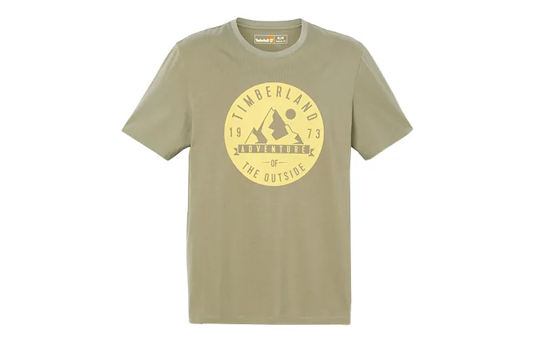 Timberland T Shirts Men's Green Crew Neck Moderate Straight Fit