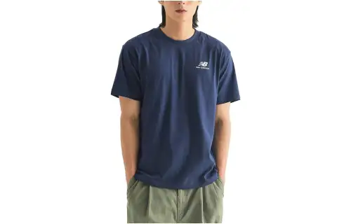New Balance T Shirts Men's Navy Crew Neck Moderate Straight Fit