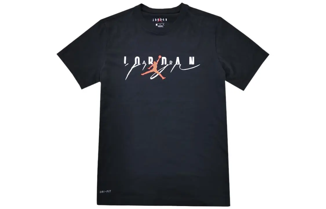 Jordan T-Shirts Men's Black Crew Neck Moderate Straight Fit