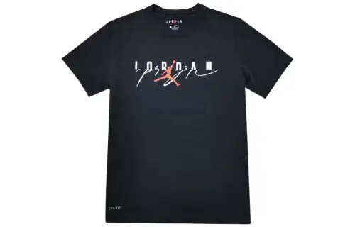 Jordan T Shirts Men's Black Crew Neck Moderate Straight Fit