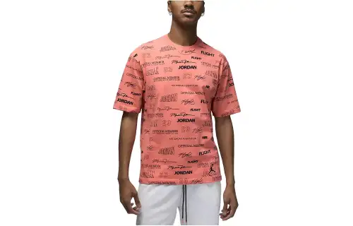Jordan T Shirts Men's Coral Crew Neck Moderate Straight Fit