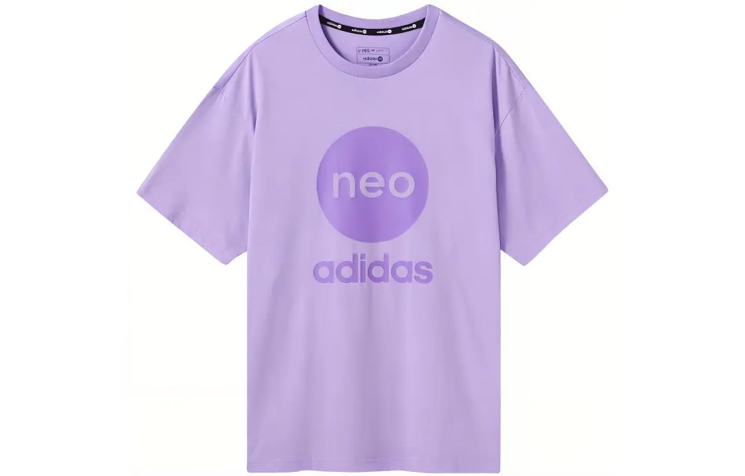 Adidas Neo T Shirts Unisex Purple Crew Neck Thin Straight Fit