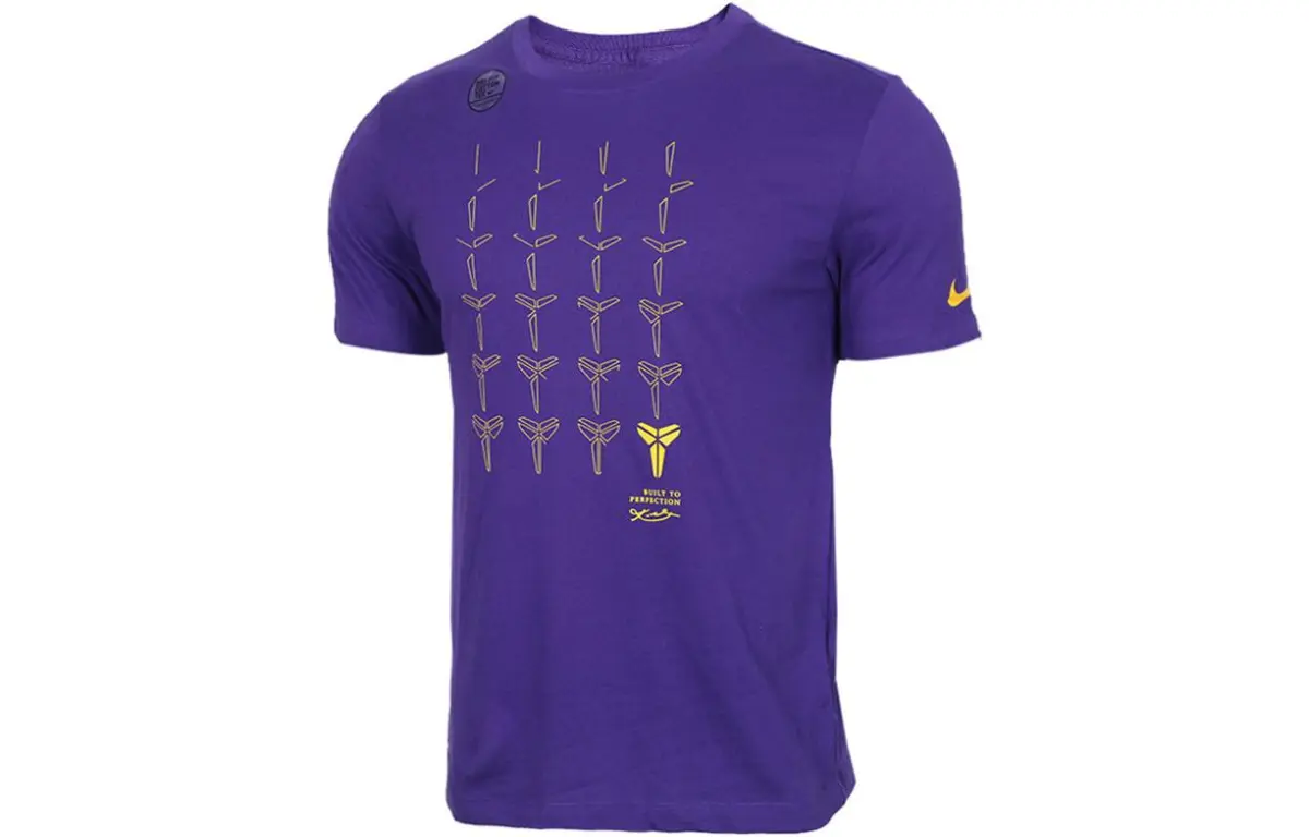 Nike T-Shirts Men's Purple Crew Neck Moderate Straight Fit