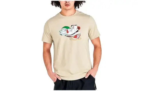 Jordan T Shirts Men's Ecru Crew Neck Moderate Straight Fit