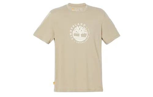 Timberland T Shirts Unisex Light Khaki Crew Neck Moderate Straight Fit
