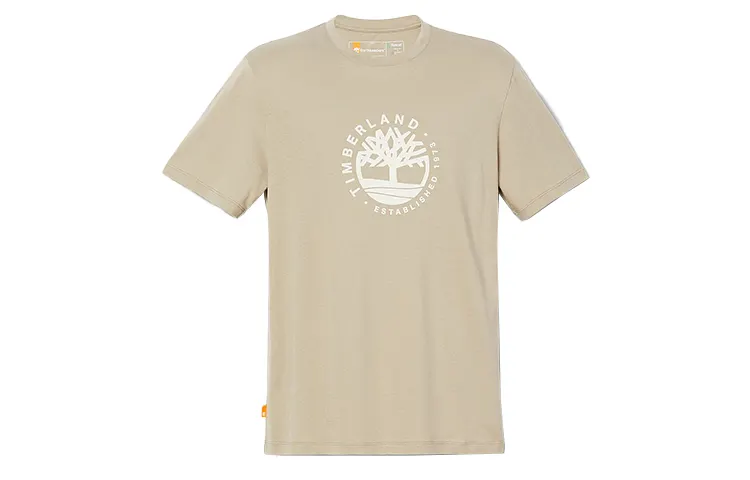 Timberland T Shirts Unisex Light Khaki Crew Neck Moderate Straight Fit