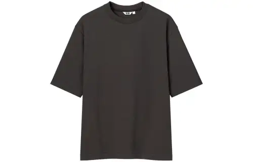 UNIQLO T Shirts Unisex Black Crew Neck Moderate Straight Fit