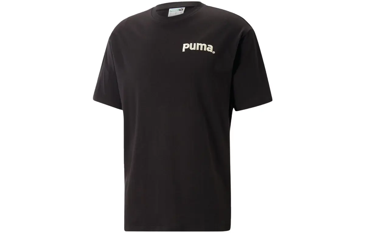 PUMA T-Shirts Men's Black Crew Neck Moderate Straight Fit