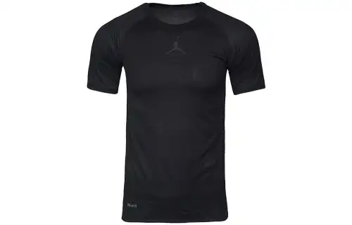 Jordan T Shirts Men's Black Crew Neck Moderate Straight Fit