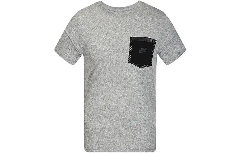 Nike T-Shirts Men's Gray Crew Neck Moderate Straight Fit