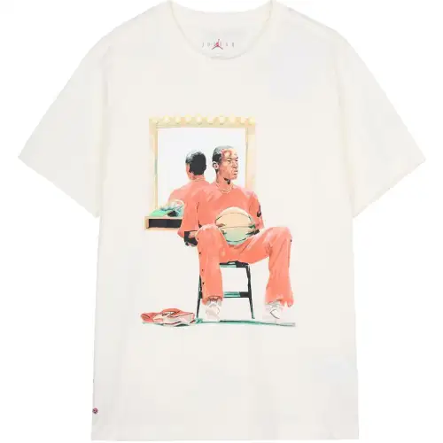 Jordan T Shirts Men's White Crew Neck Moderate Straight Fit