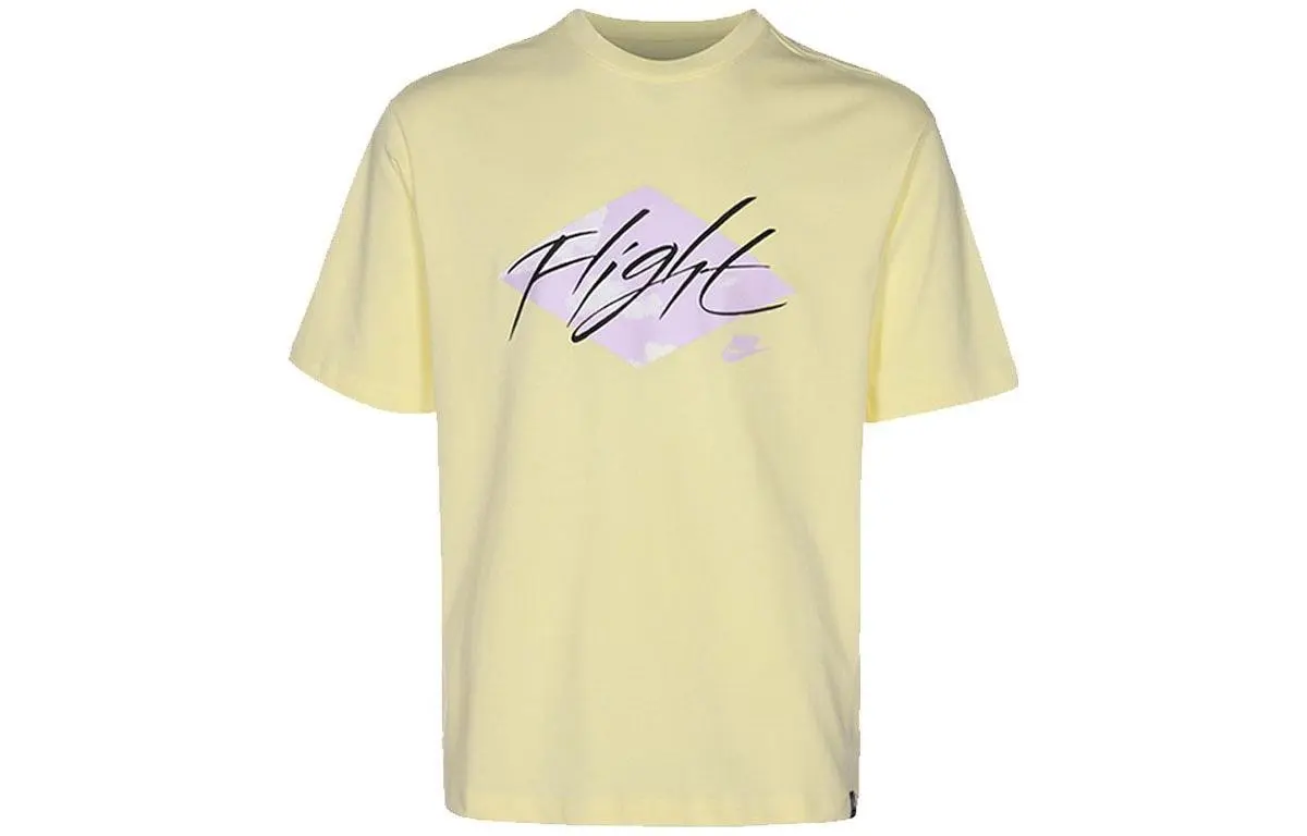 Nike T-Shirts Men's Yellow Crew Neck Moderate Straight Fit