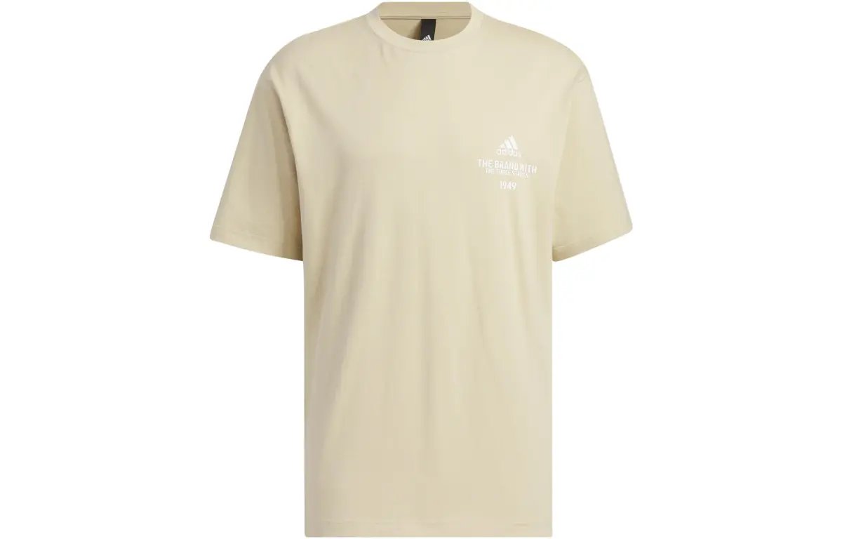 Adidas T-Shirts Men's Grassland Brown Crew Neck Moderate Straight Fit
