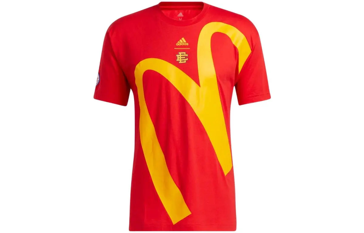 Adidas T-Shirts Unisex Red Crew Neck Moderate Straight Fit