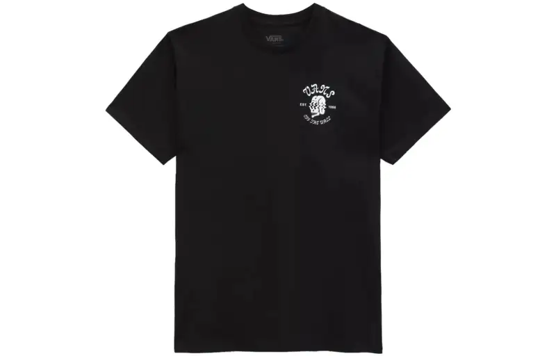 Vans SHAKEN SKULLS T Shirts Men's Black Crew Neck Moderate