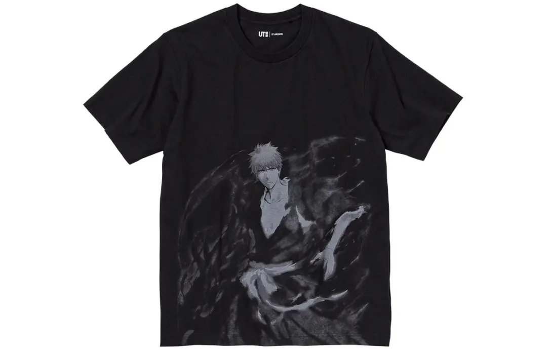 UNIQLO X BLEACH SS23 T Shirts Unisex Black Crew Neck Moderate Straight Fit
