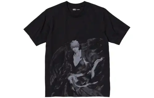 UNIQLO X BLEACH SS23 T Shirts Unisex Black Crew Neck Moderate Straight Fit