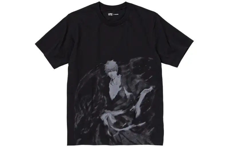 UNIQLO X BLEACH SS23 T Shirts Unisex Black Crew Neck Moderate Straight Fit