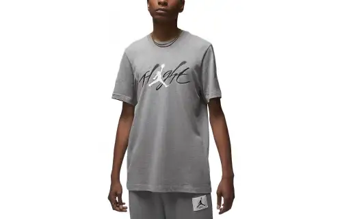 Jordan T Shirts Men's Gray Crew Neck Moderate Straight Fit