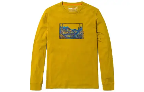 Timberland T Shirts Men's Gold Palm Crew Neck Moderate Straight Fit